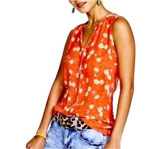 Cabi Orange Floral Print Sleeveless Blouse Lightweight Size‎ XS